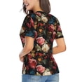 thumbnail image 2 of Goofa Rose Flowers Pattern Women's Slim-Fit Short-Sleeve V-Neck T-Shirt,Classic-Fit Short-Sleeve V-Neck T-Shirt-3X-Large, 2 of 5