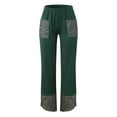 thumbnail image 3 of Pantalons Femmes Casual Coton Lin Impression Patchwork Irrégulière Large Pantalon de Jambe Vert XXL, 3 of 7