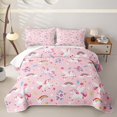 thumbnail image 2 of Erosebridal Cute Unicorn Twin Quilt Set,Rainbow Floral Heart Twin Coverlet Set For Girls,2pcs, 2 of 7