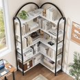 thumbnail image 2 of QinaQin 5 Tier Arched Corner Bookshelf, 68.5 Inch Tall L Shaped Metal and Wood Display Rack, 2 of 8