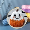 thumbnail image 6 of Punch Needle Kits Cute Ghost and Hallween Pumpkin Embroidery Starter Set with Hoop Easy for Beginners DIY Stress Relief Handmade Craft Hobby and Home Decor 20x20cm-2, 6 of 8