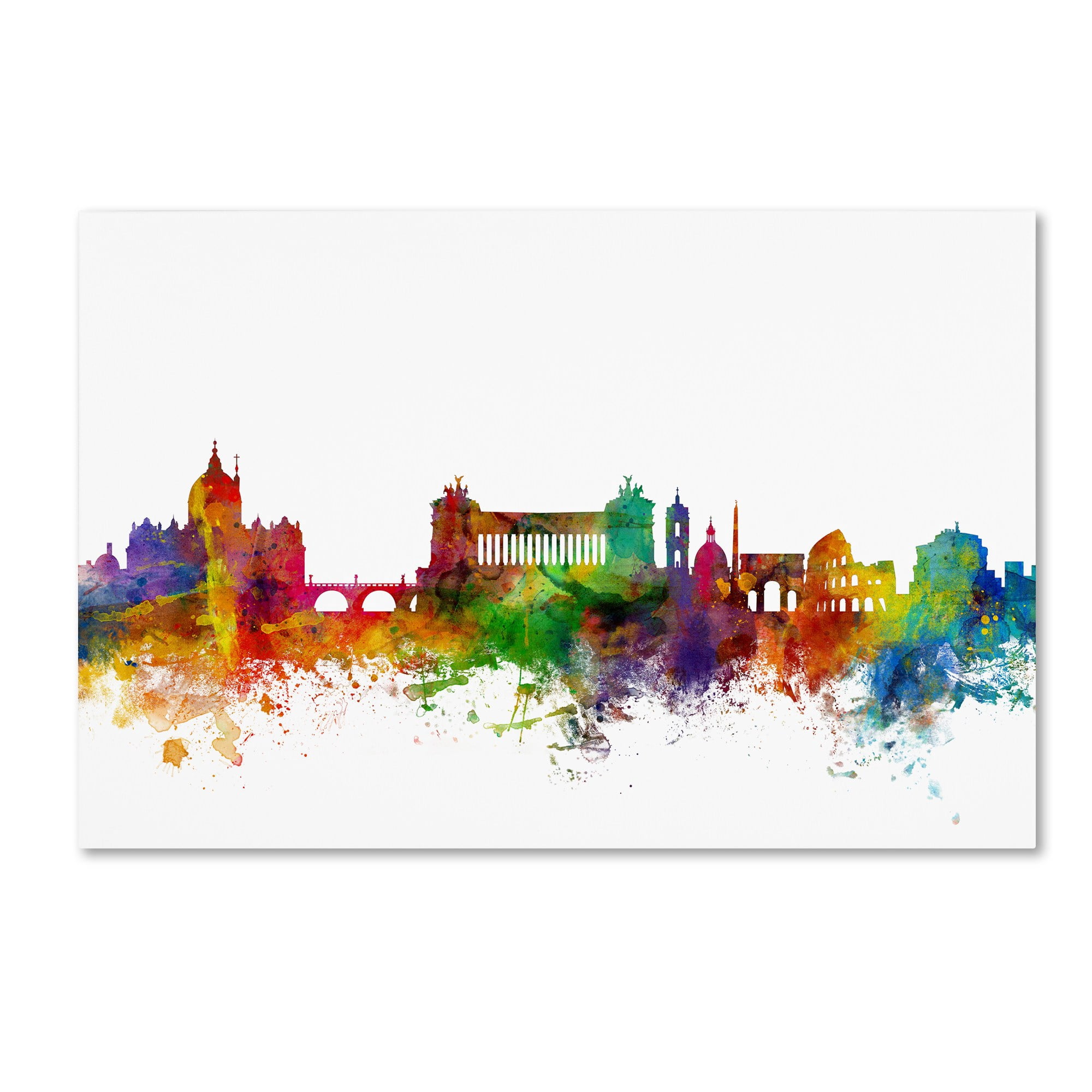 Trademark Fine Art "Rome Italy Skyline White" Canvas Art by Michael Tompsett