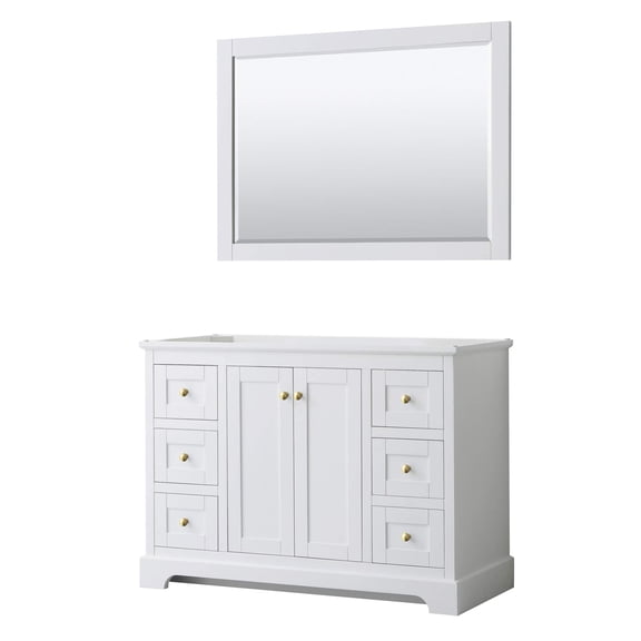Wyndham Collection Wood Single Bathroom Vanity with Mirror in White/Gold