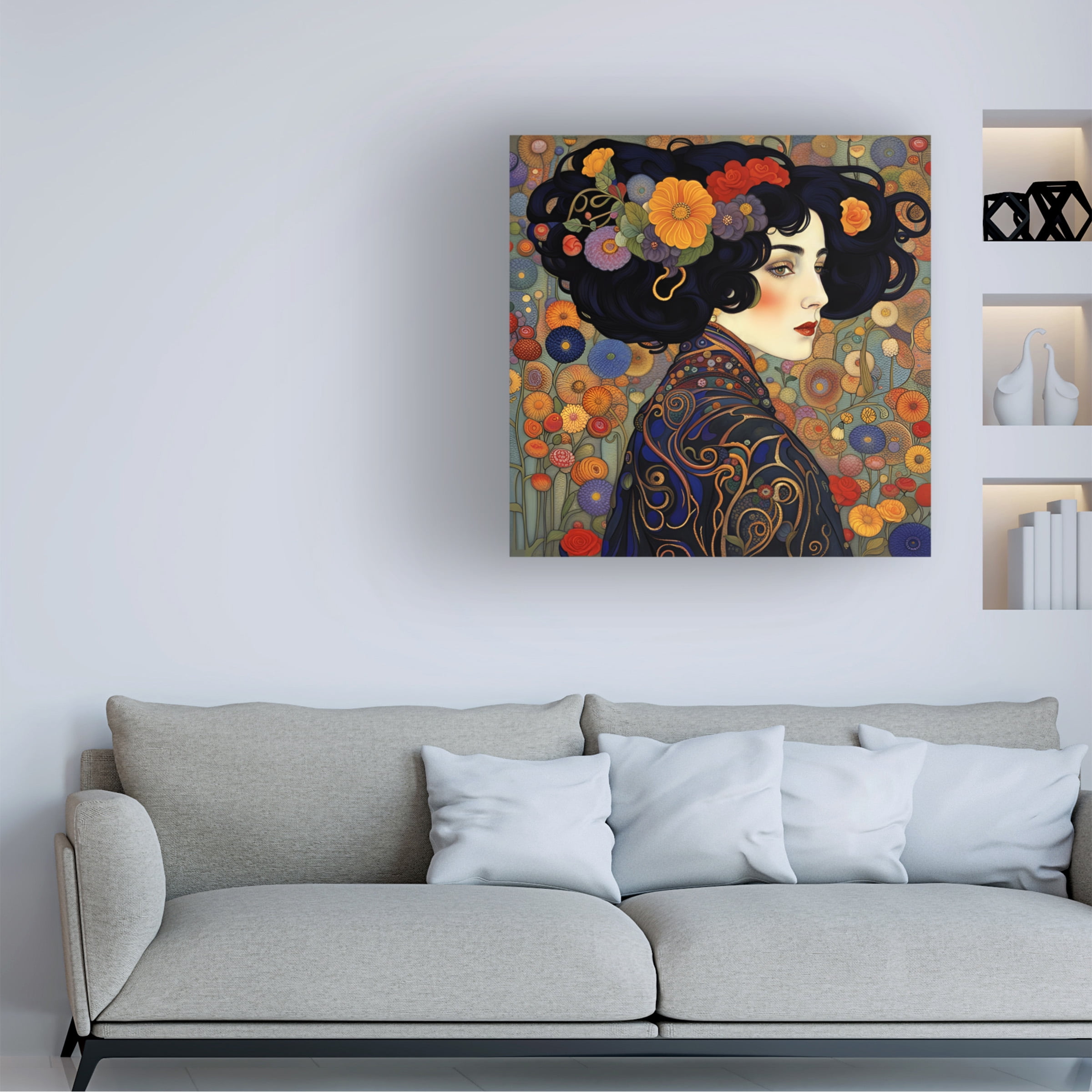 Canvas Wall Art - Tina Lavoie 'Art Nouveau Beauty IV' Wall Art for Living Room, Bedroom, or Office Décor by Trademark Fine Art - 14 x 14 Inches