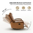 thumbnail image 3 of Manual Genuine Leather Recliner Chairs 360-Degree Swivel Rocking Metal Base Set of 2 for Living Room Camel, 3 of 9