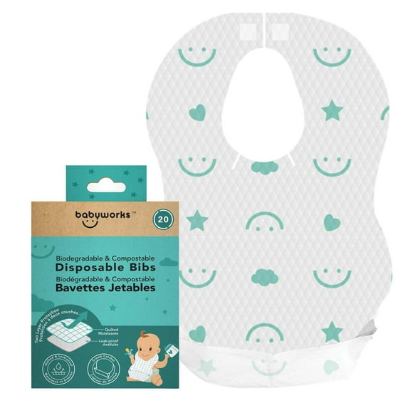 Bavoirs biodégradables et compostables babyworks™ - 20 unités