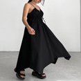 thumbnail image 4 of PENGXIANG Robe Sans Manches pour Femmes avec Ourlet Asymétrique en Couleur Unie pour l'Été, 4 of 9