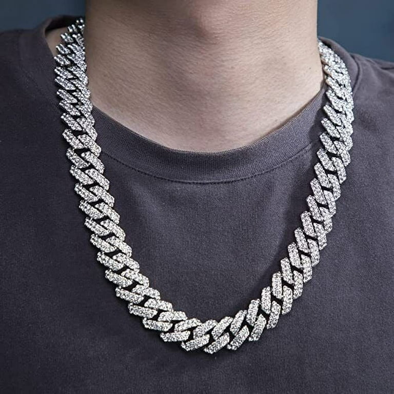 Hip Hop Chain Iced Gold Silver Plated Zig Zag Cuban Cubic