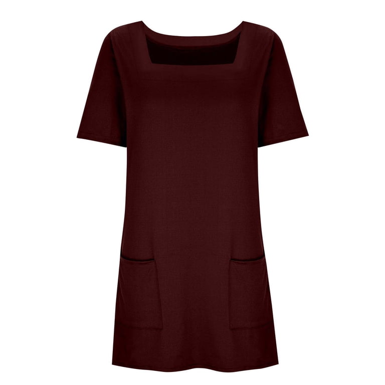 Women's Casual Dresses UK Elegant Party Trendy Leisure Solid Color Summer  Spring Square Neck Short Sleeved Pocket Dress Plus Size Ladies Wedding  Guest Formal Cocktail Dresses - Walmart.com