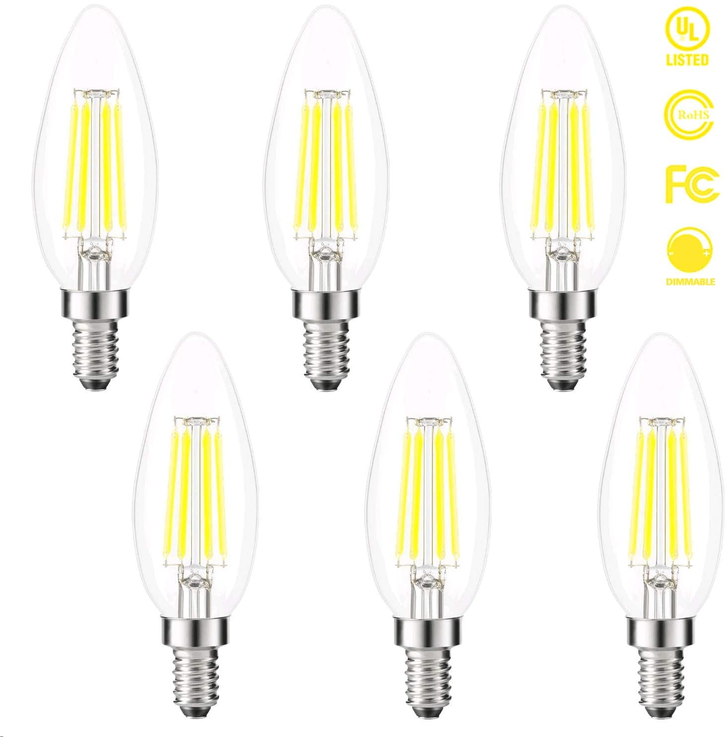 Edison Candelabra Bulb LED Filament Chandelier Bulbs E12 Candle Bulb