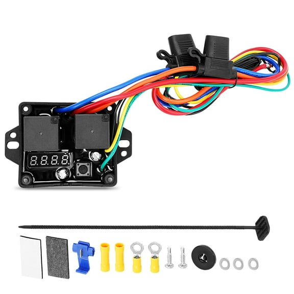 Digital Radiator Fan Controller Swith 12V and 24V, Adjustable Temperature Range Dual Electric Fan Controller Thermatic Fan Switch Kit