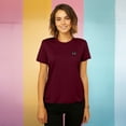 thumbnail image 2 of Dalix Butterfly Embroidered Cotton Relaxed Fit Short Sleeve Crewneck Tee Shirt Women in Maroon M Medium, 2 of 5