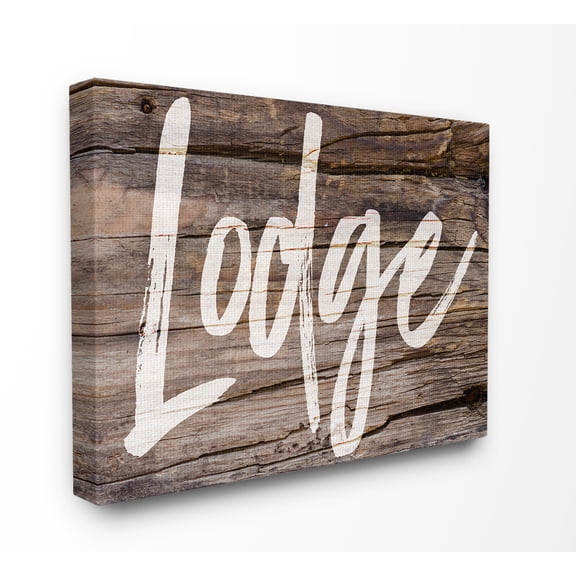 The Stupell Home Decor Collection Lodge Typography Wood Stretched Canvas Wall Art, 24 x 1.5 x 30