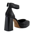 thumbnail image 5 of DKNY Womens Black 1" Platform Ankle Strap Padded Barra Square Toe Block Heel Buckle Leather Pumps Shoes 9 M, 5 of 8
