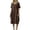 Brown, variant on Women's Side Drawstring Midi Dress Round Neck Short Sleeve Casual Shift Dress with Pockets