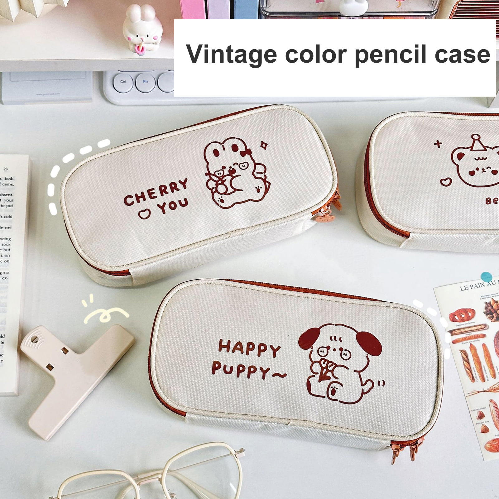 Cartoon Bear Cute Net Yarn Pencil Case Small Fresh Student