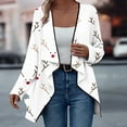 thumbnail image 7 of Ounisa Women's Open Front Cardigan Christmas Tree Snowman Snowflake Santa Claus Elkhorn Graphic Shirt with Pockets Long Sleeve Lightweight Coat, 7 of 7