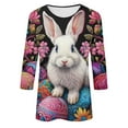 thumbnail image 5 of lcziwo Hoy Oferta Flash Easter Shirt Tshirts for Women 2025 Fashion 3D Bunny Rabbit Graphic Tees Shirts Loose Casual Round Neck 3/4 Sleeve Holiday Tops Multicolor L, 5 of 6