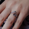 thumbnail image 4 of Rhodium Plated 925 Sterling Silver Double Wave Clear CZ Ring Band White Jewelry Female Size 9, 4 of 4
