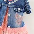 thumbnail image 3 of Peacolate 6-4Years Spring Autumn Little Girls Clothing Set 3 pcs Sets T Shirt Sequins Jacket and Jeans,Orange,6-12Months, 3 of 5