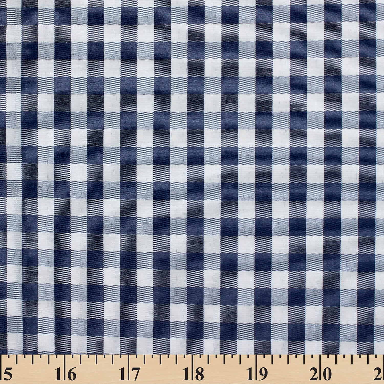 7 mm Gingham Checkered Lightweight Plaid Polyester Cotton Poplin Fabric By The Yard - For Sewing Apparel, Accessories, & Décor - Navy Blue (1 Yard)