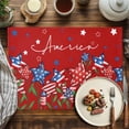 thumbnail image 3 of America 4th of July Placemats Set of 6, Blue Red Striped Stars Table Mats Washable Heat-Insulation Non-Slip Place Mats for Kitchen Dinner Table Indoor Outdoor Decor,13x19 Inch, 3 of 9