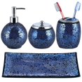 thumbnail image 1 of Set de Accesorios para Baño Sanbege de Vidrio Mosaico, 4 Piezas, Azul Brillante, 1 of 7
