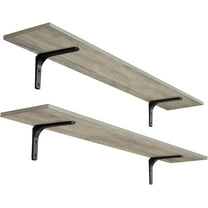 Long Wall Shelves, 47.3Inch Wall Mounted Shelves Set of 2, Extra Large Wall Storage Ledges with Sturdy Metal Brackets for Living Room, Bathroom, Bedroom, Kitchen, Gray Wash