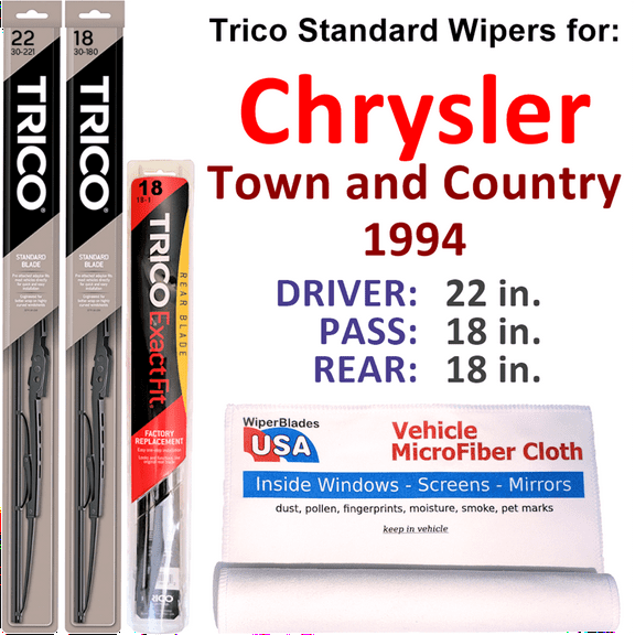 1994 Chrysler Town and Country Wiper Blades (Set of 3) w/Rear Wiper