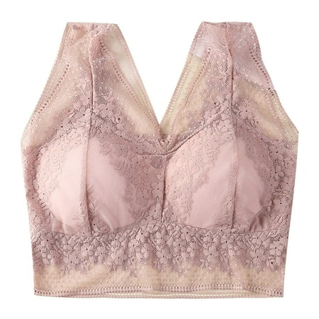 SHENGYUAN Bras for Women Plus Size Push Up Bra 1 Pieces Lace Underwear Bralette Crop Top Sexy Female Large Brassiere Laced Pink One