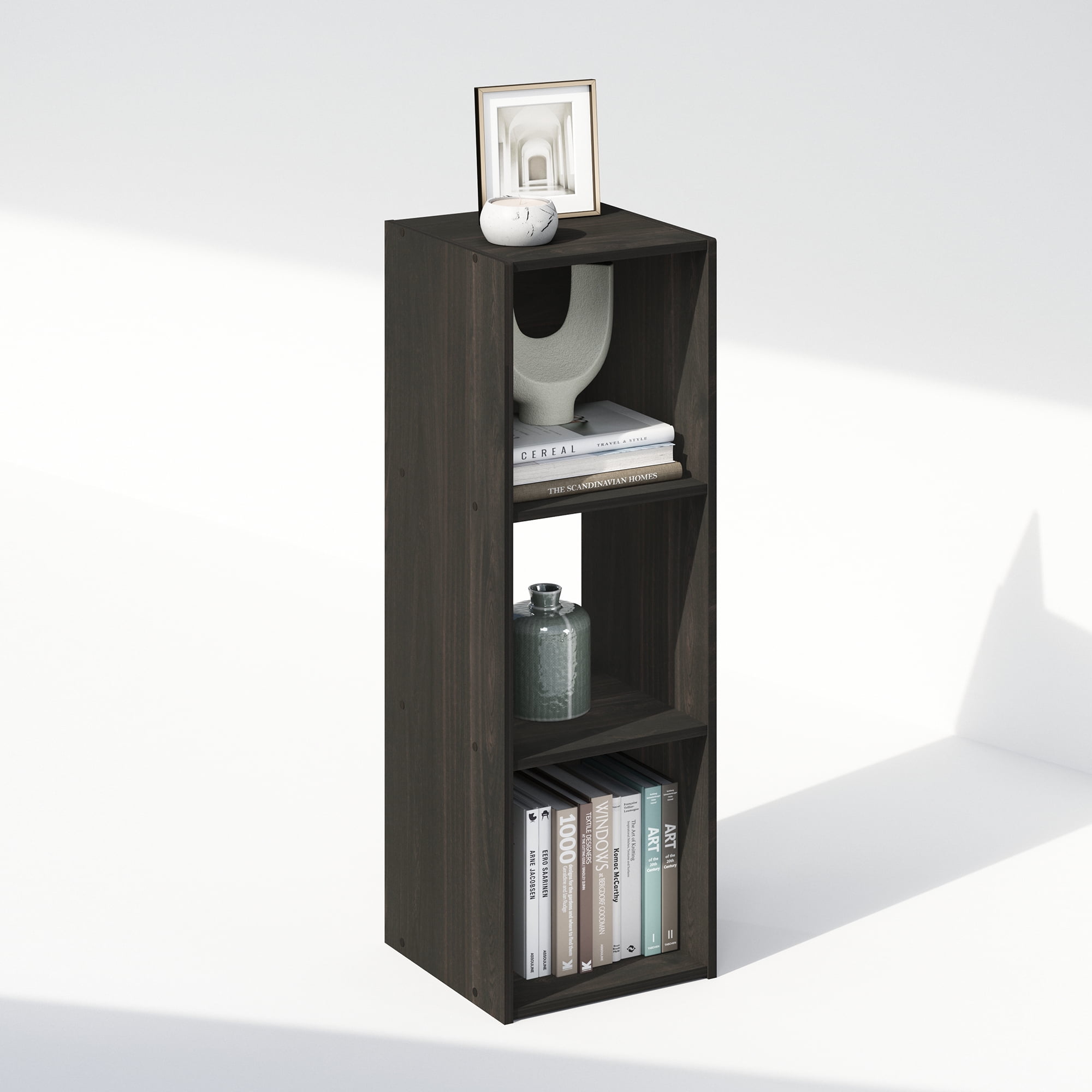 Furinno PELLI CUBIC Storage Cabinet in Bookcase in Bookshelf in 3-Cube Espresso