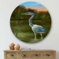 thumbnail image 2 of Designart 'Blue Heron Wetland Bird on The Lake Shore' Traditional Circle Metal Wall Art 36x36 - Disc of 36, 2 of 5