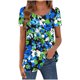 thumbnail image 1 of Mujeres de Verano Tops de Manga Corta Impresa Casual Cuello Redondo Plisado Superior 95% Poliéster 5% Spandex, Blusa de Moda para Todas las Estaciones, 1 of 6