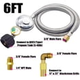 thumbnail image 3 of Upgraded 6 FT Stainless Braided Propane Regulator Hose with Gauge, QCC1 Propane Adapter Hose Regulator for 20lb Tank with Elbow Adaptor, Replacement Part for Blackstone Weber LP Gas Grill Heater, 3 of 7