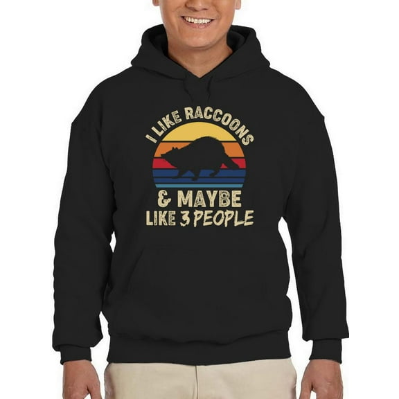 I Like Raccoons And 3 People Hoodie Men -Smartprints Designs, Male 5X-Large