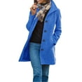 thumbnail image 2 of Women's Long Coats Single Breasted Pea Coat Winter Casual Blazer Jacket Trench Coat Blue XL, 2 of 9