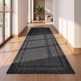 thumbnail image 3 of ICEANT 2'x6' Geometric Pattern Non-Slip Kitchen Mat, Modern Hallway Runner Rug, Machine Washable Durable Carpet with Gripper, Contemporary Aesthetic Floor Mat for Corridor Entryway,Charcoal Greek Key, 3 of 6