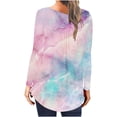 thumbnail image 4 of Camiseta informal para mujer, blusa estampada de manga larga con cuello redondo y fruncido Pompotops  FGAJ8633, 4 of 6