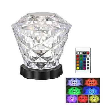 SunshineFace Touch Control Rose Crystal Lamp, 16 Color Dimmable LED Desk Lamp Light, Battery Operated Small Table Lamp for Bedroom with Remote Controller, Night Light