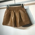 thumbnail image 3 of GYRATEDREAM 2-14Y Girls PU Leather Shorts Toddler Baby Elastic High Waist Fashion Wide Leg Mini Skirts with Pockets Kids Children Fall Winter Clothes Brown, 3 of 6