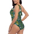 thumbnail image 4 of Uemuo Forest Flora And Fauna Print Women's One Piece Swimsuit Asymmetrical Neck Bathing Suit One Shoulder Side Cutout Ruffle Swimwear-X-Large, 4 of 6