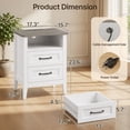 thumbnail image 2 of 2-Piece Set Dresser for Bedroom, 2-Drawer Nightstand with Charging Station, Open Shelf, USB Ports & AC Outlet, White with Gray Tabletop, 2 of 6