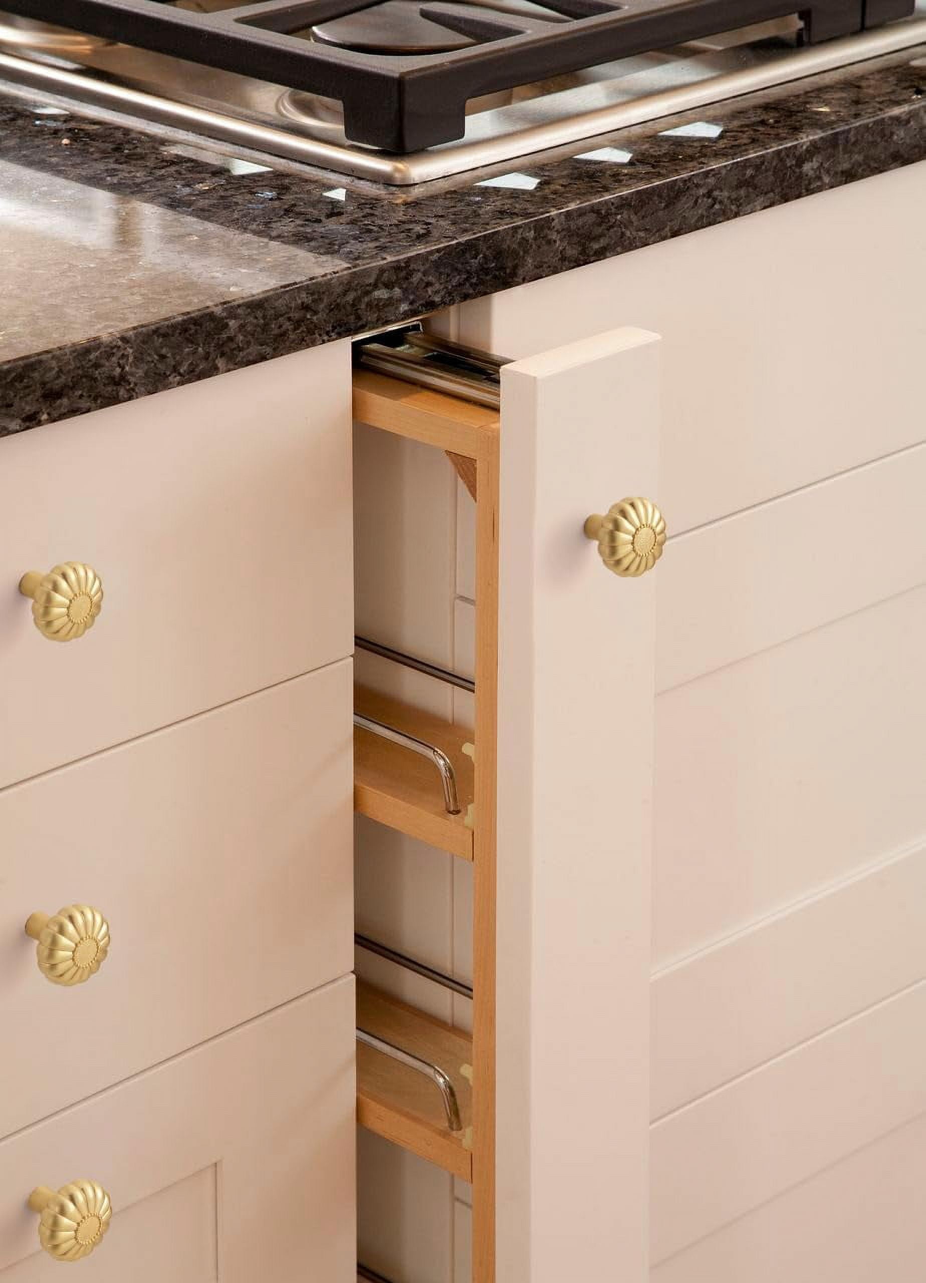 Goo-Ki 12 Pack Elegant Golden Bloom Brushed Brass Cabinet Knobs, Drawer Pulls for Kitchen, Dresser Cabinet Hardware, 1-1/4 Inches Diameter Handles