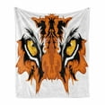 thumbnail image 1 of Eye Soft Flannel Fleece Throw Blanket, Tiger Eyes Graphic Mascot Animal Face Bengal Cat Safari Predator Theme, Cozy Plush for Indoor and Outdoor Use, 60" x 80", Orange Yellow Black, by Ambesonne, 1 of 6
