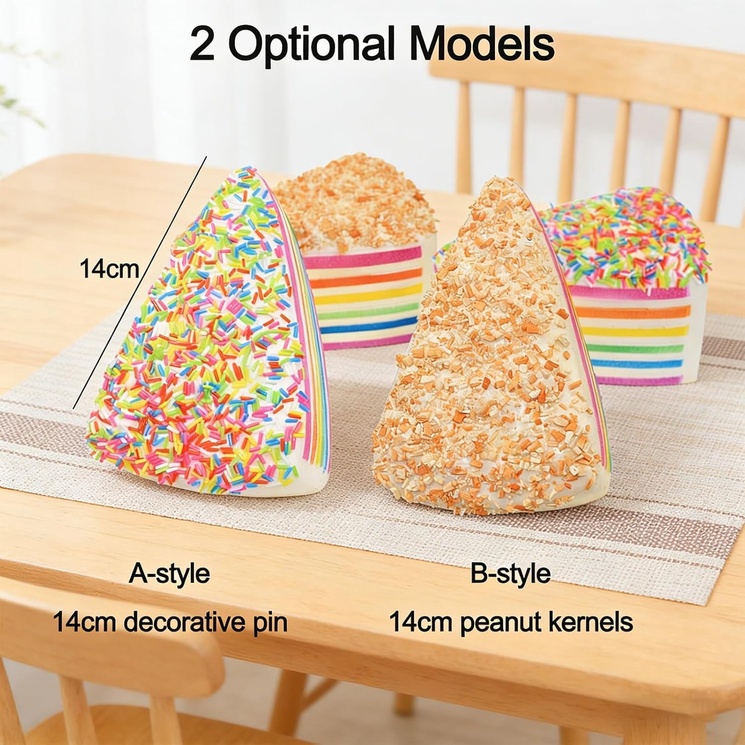 Rainbow Layer Cake Squishies, Birthday Cakes Squishy Slow Rise Toys Jumbo Fidget Squeeze, Soft Five Below Cute Food Sensory Decompression for Anxiety Stress Relief Desk Decor (2PCS A+B)