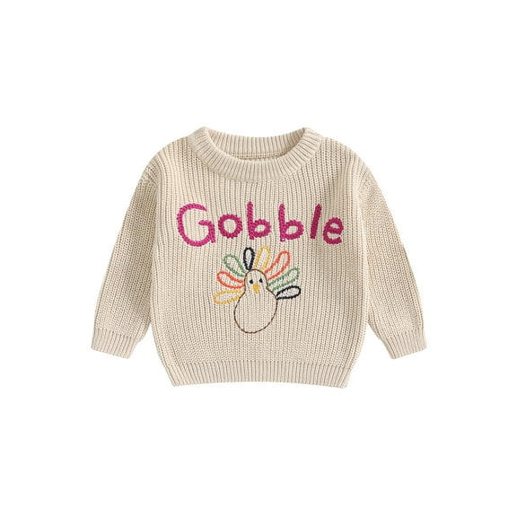 Baby Sweetie Toddler Girls Boys Sweater Thanksgiving Clothes Turkey Letter Embroidery Long Sleeve Kids Pullovers Fall Tops