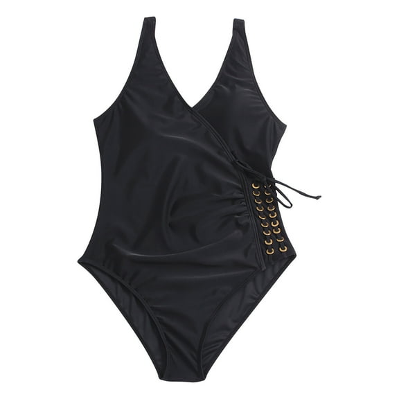 Odeerbi One Piece Swimsuit for Women Tummy Control Bathing Suit High Cut Swimwear Ladies Bikini Swimming Wear Beachwear Black