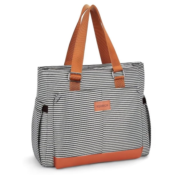 Bolsa de almuerzo HSHRICH, grande, para mujer, con aislamiento de trabajo, 14 L, rayas