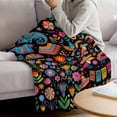 thumbnail image 3 of Colorful Cartoon Blanket Soft Cozy Warm Throw Blanket for Couch, Plush Fuzzy Flannel Fleece Blankets for Sofa, Funny Flowers Guitar Animals Ethnic Art Bed Blankets Lightweight Gifts for Men, 50"x80", 3 of 9