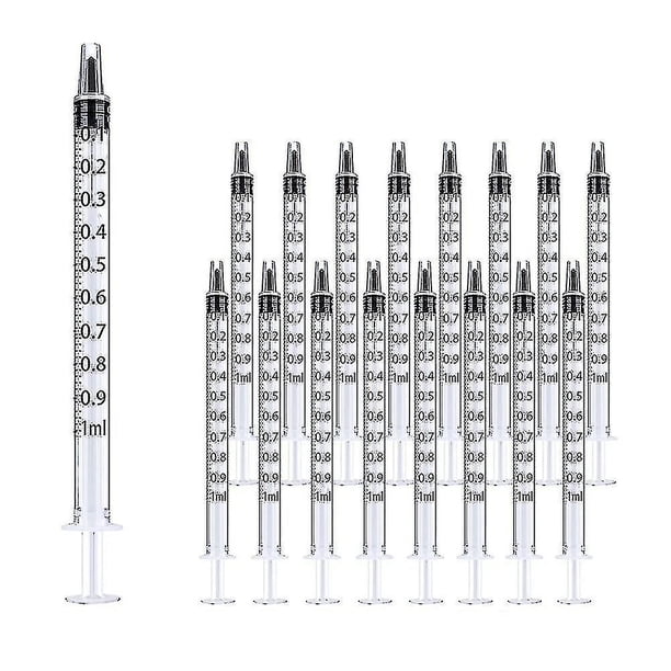 Jeringa de plástico de 1 ml, paquete de 100 para líquido, herramientas de jeringa de medición de usos múltiples para aceite esencial y alimentación de mascotas, jeringa sellada individualmente si